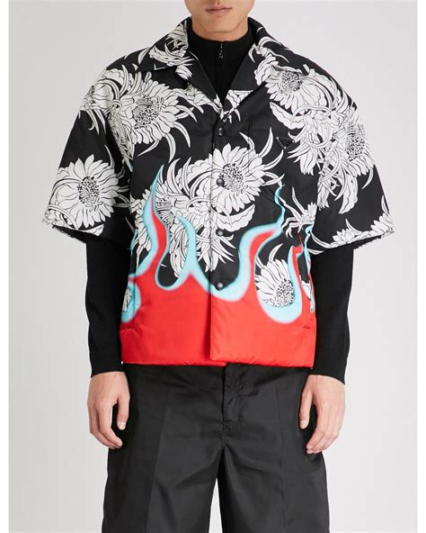 prada flame shirt white|prada nylon shirt men.